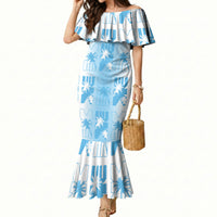 Bula Fiji Mermaid Dress White Makare Masi Tapa Pattern LT05 Women White - Polynesian Pride