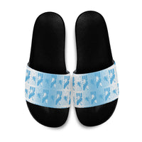 Bula Fiji Slide Sandals White Makare Masi Tapa Pattern LT05 White - Polynesian Pride