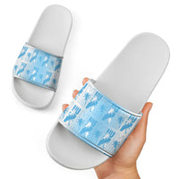 Bula Fiji Slide Sandals White Makare Masi Tapa Pattern LT05 - Polynesian Pride