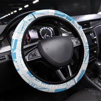 Bula Fiji Steering Wheel Cover White Makare Masi Tapa Pattern LT05 Universal Fit White - Polynesian Pride