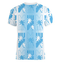 Bula Fiji Women V-Neck T-Shirt White Makare Masi Tapa Pattern LT05 - Polynesian Pride