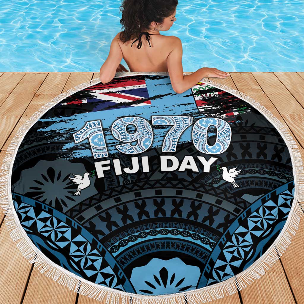Happy Fiji Day 1970 Beach Blanket Flag Grunge Style