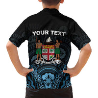 Personalised Happy Fiji Day 1970 Family Matching Off Shoulder Maxi Dress and Hawaiian Shirt Flag Grunge Style LT05 - Polynesian Pride