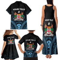 Personalised Happy Fiji Day 1970 Family Matching Tank Maxi Dress and Hawaiian Shirt Flag Grunge Style LT05 - Polynesian Pride