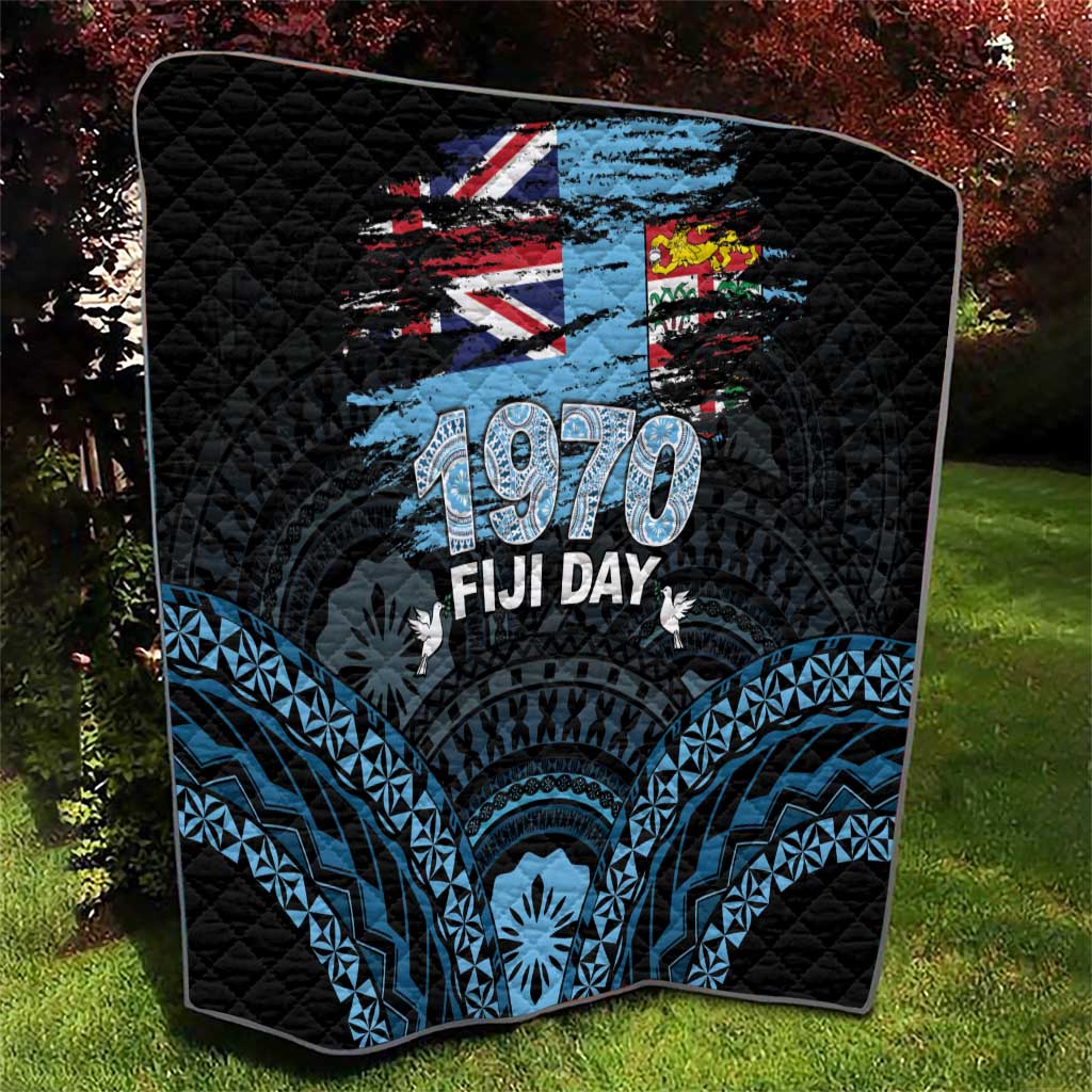 Happy Fiji Day 1970 Quilt Flag Grunge Style