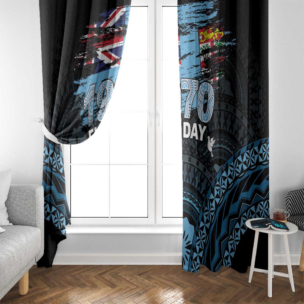 Happy Fiji Day 1970 Window Curtain Flag Grunge Style