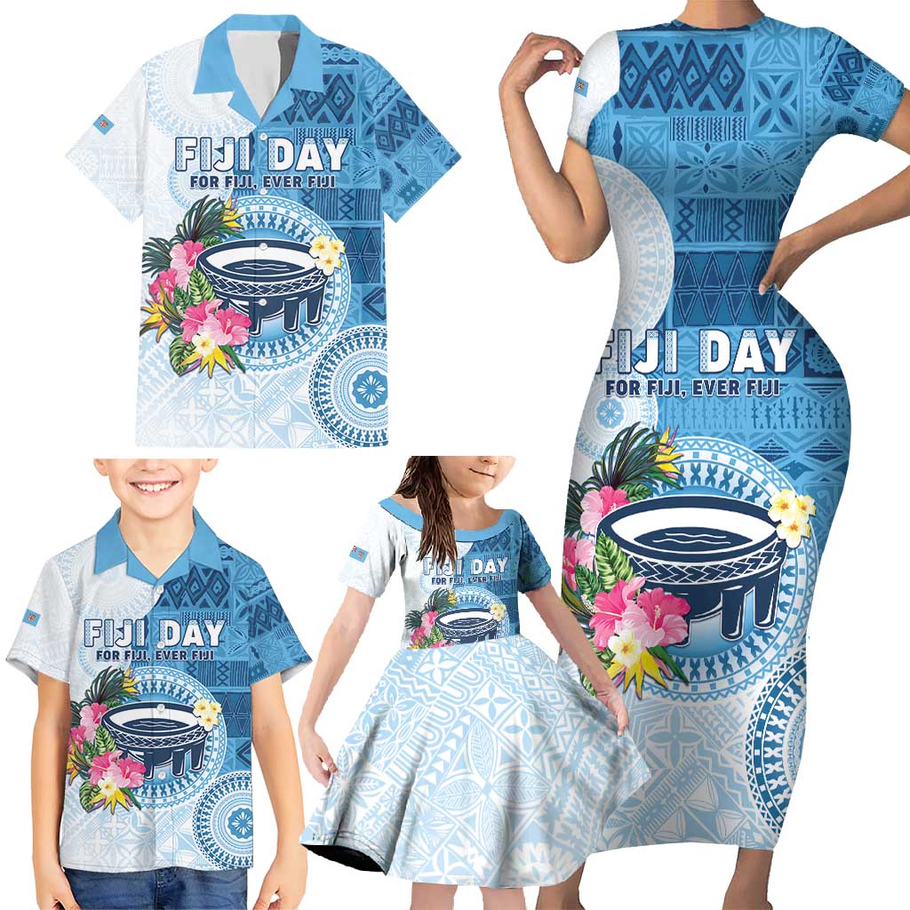 Fiji Day Family Matching Short Sleeve Bodycon Dress and Hawaiian Shirt Proud To Be Fijian LT05 - Polynesian Pride