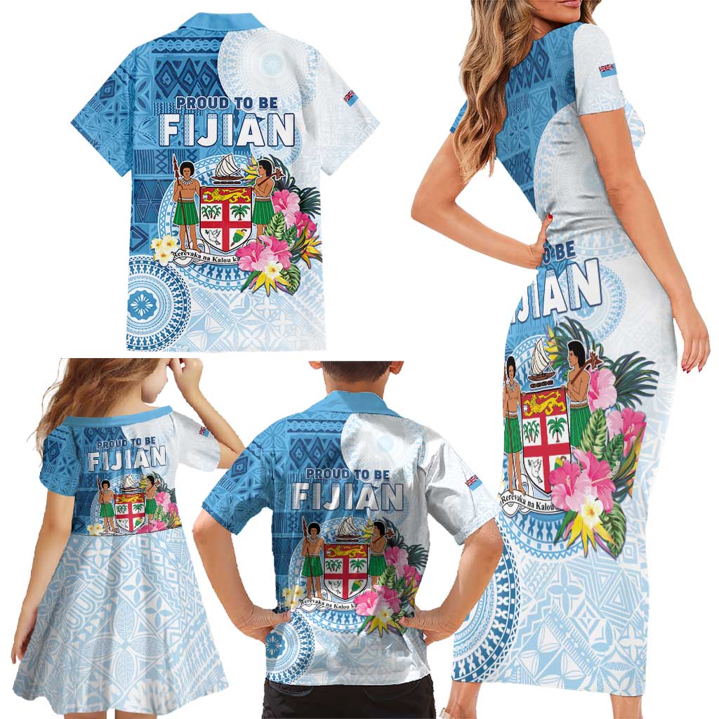 Fiji Day Family Matching Short Sleeve Bodycon Dress and Hawaiian Shirt Proud To Be Fijian LT05 - Polynesian Pride