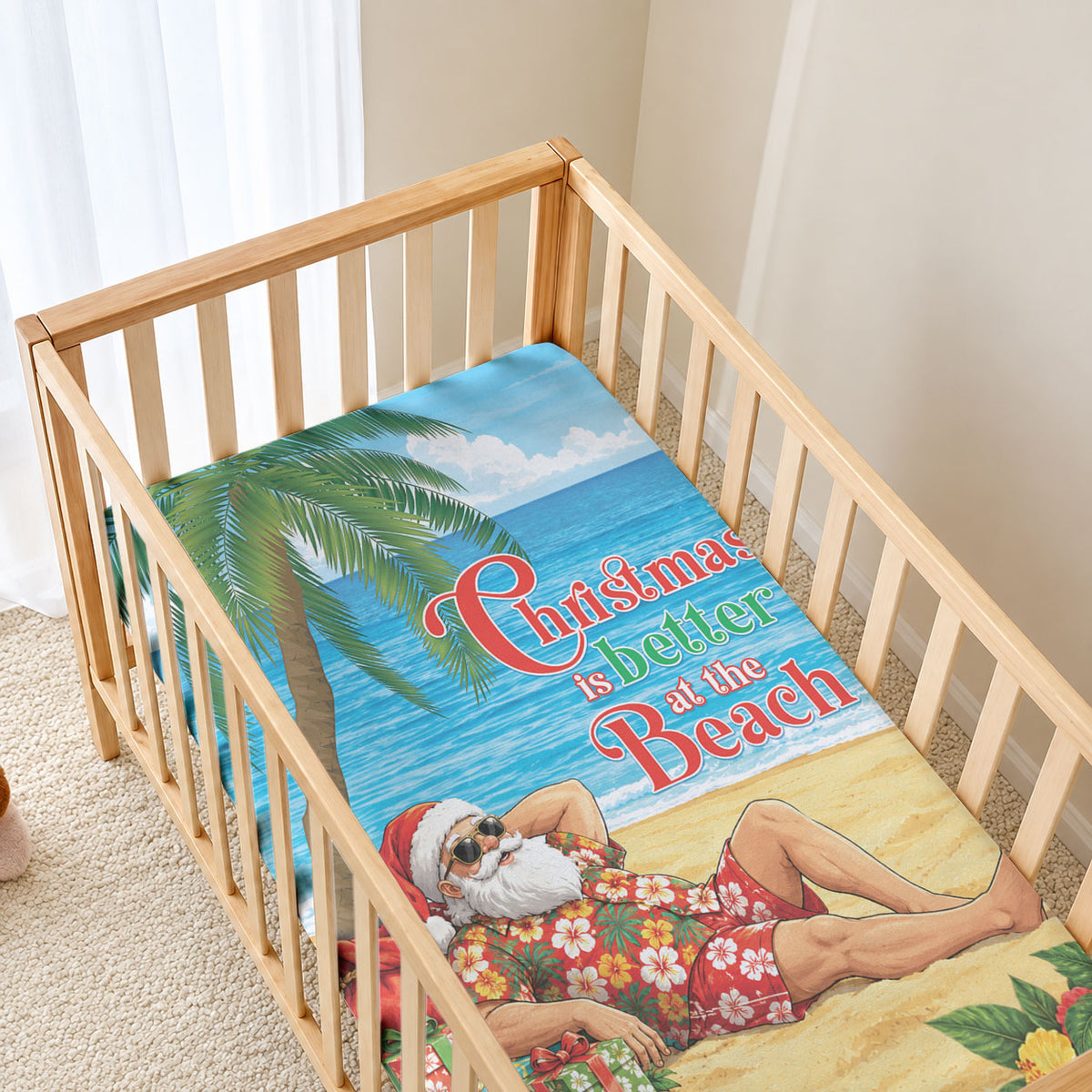 Hawaii Jolly Christmas Baby Bed Cover Xmas Is Better At The Beach LT05 - Polynesian Pride