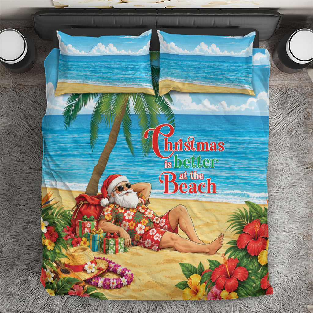 Hawaii Jolly Christmas Bedding Set Xmas Is Better At The Beach LT05 Blue - Polynesian Pride