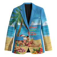 Hawaii Jolly Christmas Blazer Xmas Is Better At The Beach LT05 Unisex Blue - Polynesian Pride
