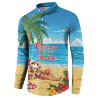 Hawaii Jolly Christmas Button Sweatshirt Xmas Is Better At The Beach LT05 - Polynesian Pride