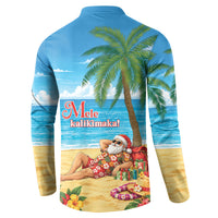 Hawaii Jolly Christmas Button Sweatshirt Xmas Is Better At The Beach LT05 - Polynesian Pride