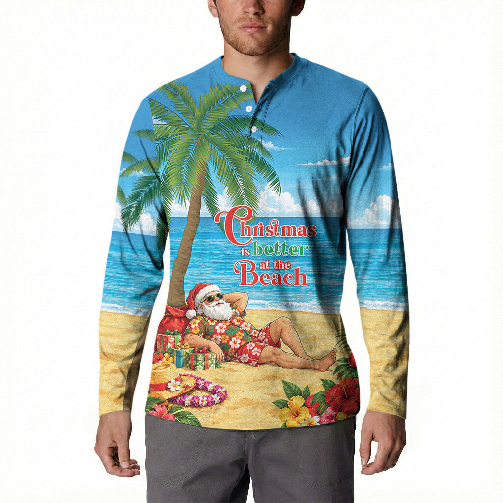 Hawaii Jolly Christmas Button Sweatshirt Xmas Is Better At The Beach LT05 - Polynesian Pride