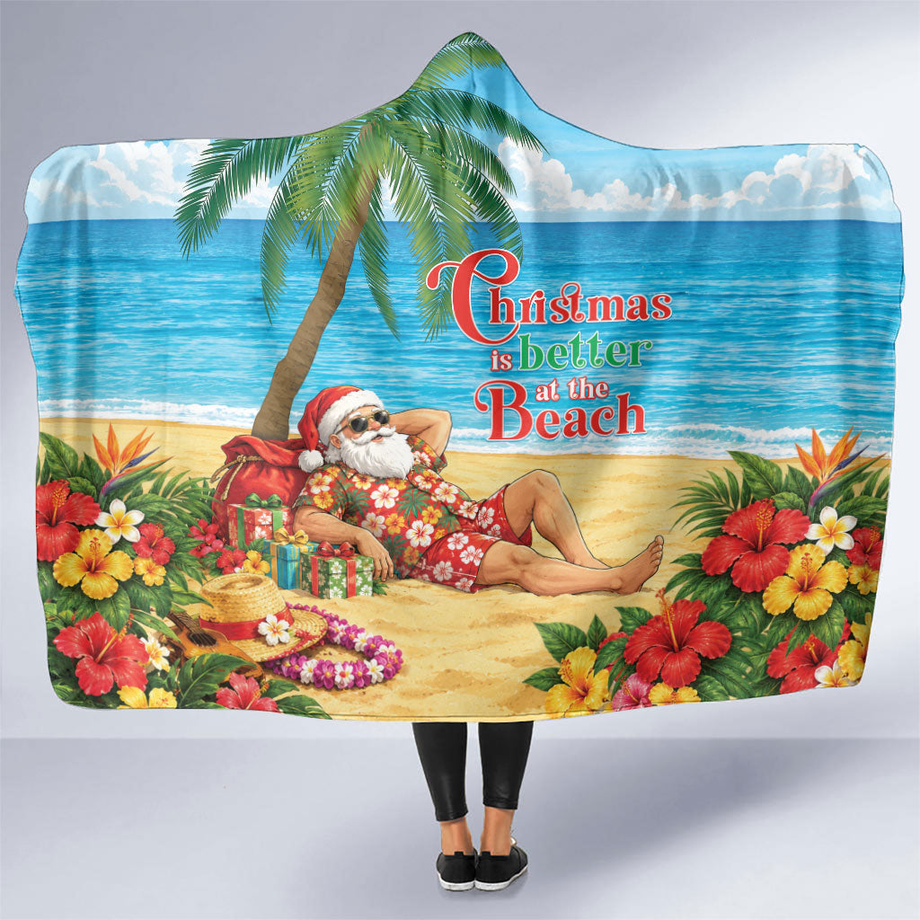 Hawaii Jolly Christmas Hooded Blanket Xmas Is Better At The Beach LT05 One Size Blue - Polynesian Pride