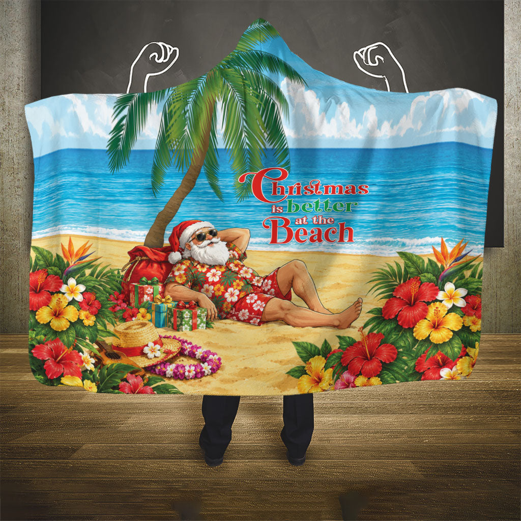 Hawaii Jolly Christmas Hooded Blanket Xmas Is Better At The Beach LT05 - Polynesian Pride