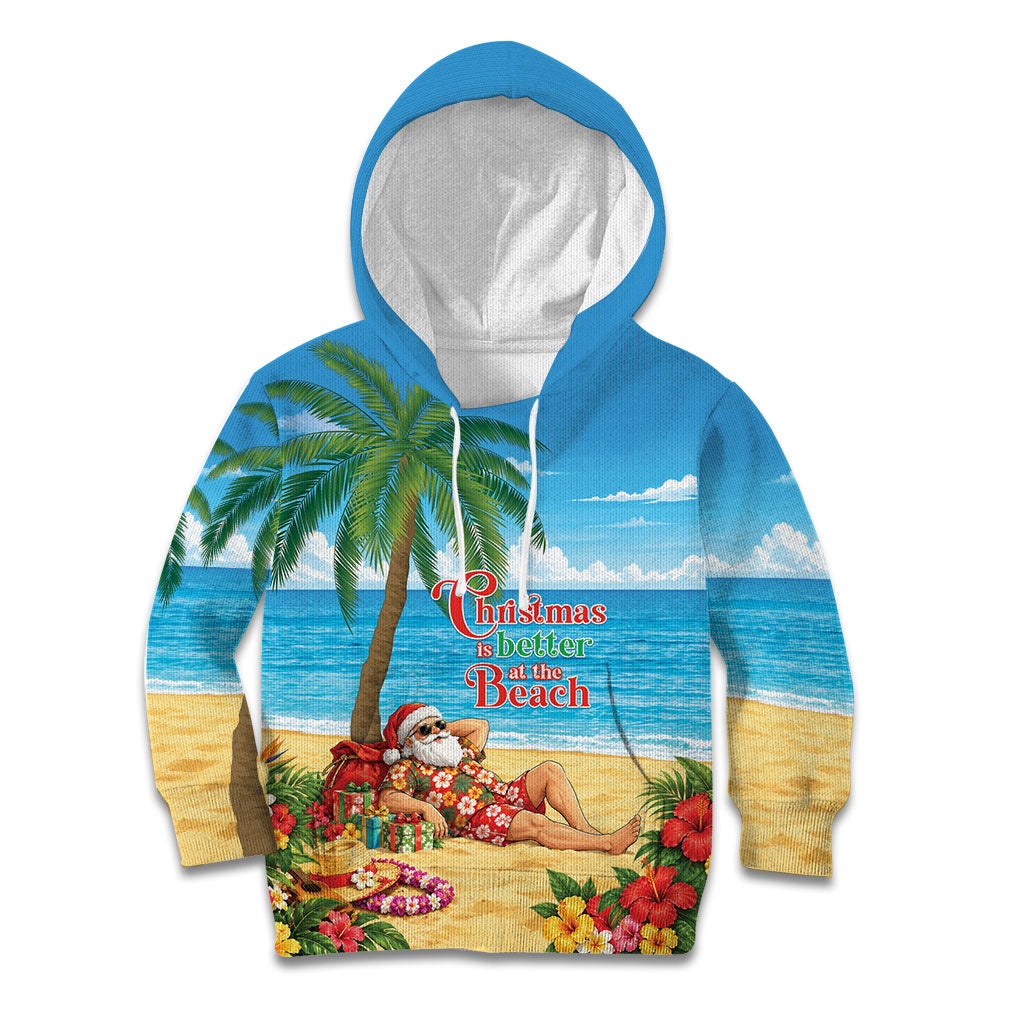 Hawaii Jolly Christmas Kid Hoodie Xmas Is Better At The Beach LT05 Hoodie Blue - Polynesian Pride
