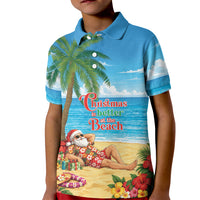 Hawaii Jolly Christmas Kid Polo Shirt Xmas Is Better At The Beach LT05 Kid Blue - Polynesian Pride