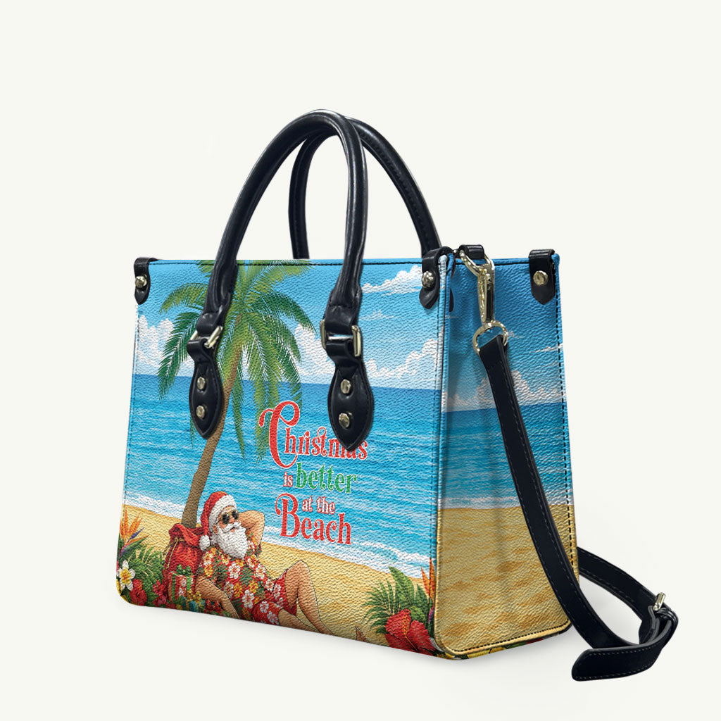 Hawaii Jolly Christmas Leather Bag Xmas Is Better At The Beach LT05 Blue - Polynesian Pride