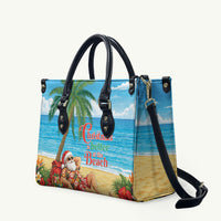 Hawaii Jolly Christmas Leather Bag Xmas Is Better At The Beach LT05 Blue - Polynesian Pride