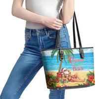Hawaii Jolly Christmas Leather Tote Bag Xmas Is Better At The Beach LT05 - Polynesian Pride