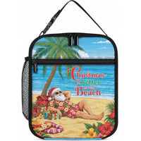 Hawaii Jolly Christmas Lunch Bag Xmas Is Better At The Beach LT05 10.2 × 8.3 × 4.3 inch Blue - Polynesian Pride