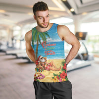 Hawaii Jolly Christmas Men Tank Top Xmas Is Better At The Beach LT05 Blue - Polynesian Pride