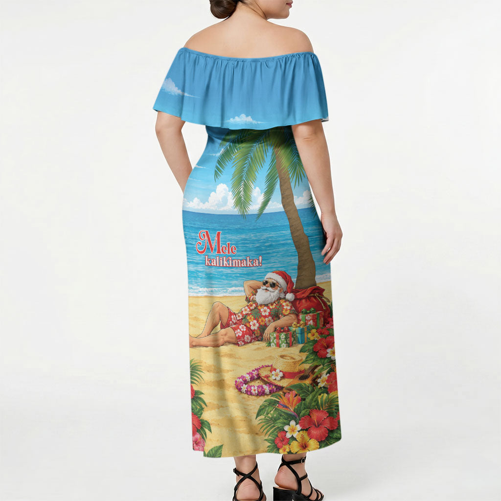 Hawaii Jolly Christmas Off Shoulder Maxi Dress Xmas Is Better At The Beach LT05 - Polynesian Pride