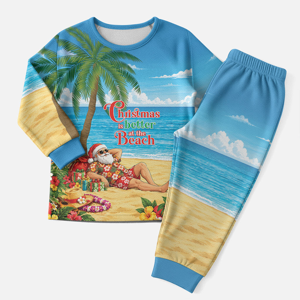 Hawaii Jolly Christmas Pajama Set Xmas Is Better At The Beach LT05 Men Blue - Polynesian Pride