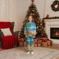 Hawaii Jolly Christmas Pajama Set Xmas Is Better At The Beach LT05 Kid Blue - Polynesian Pride