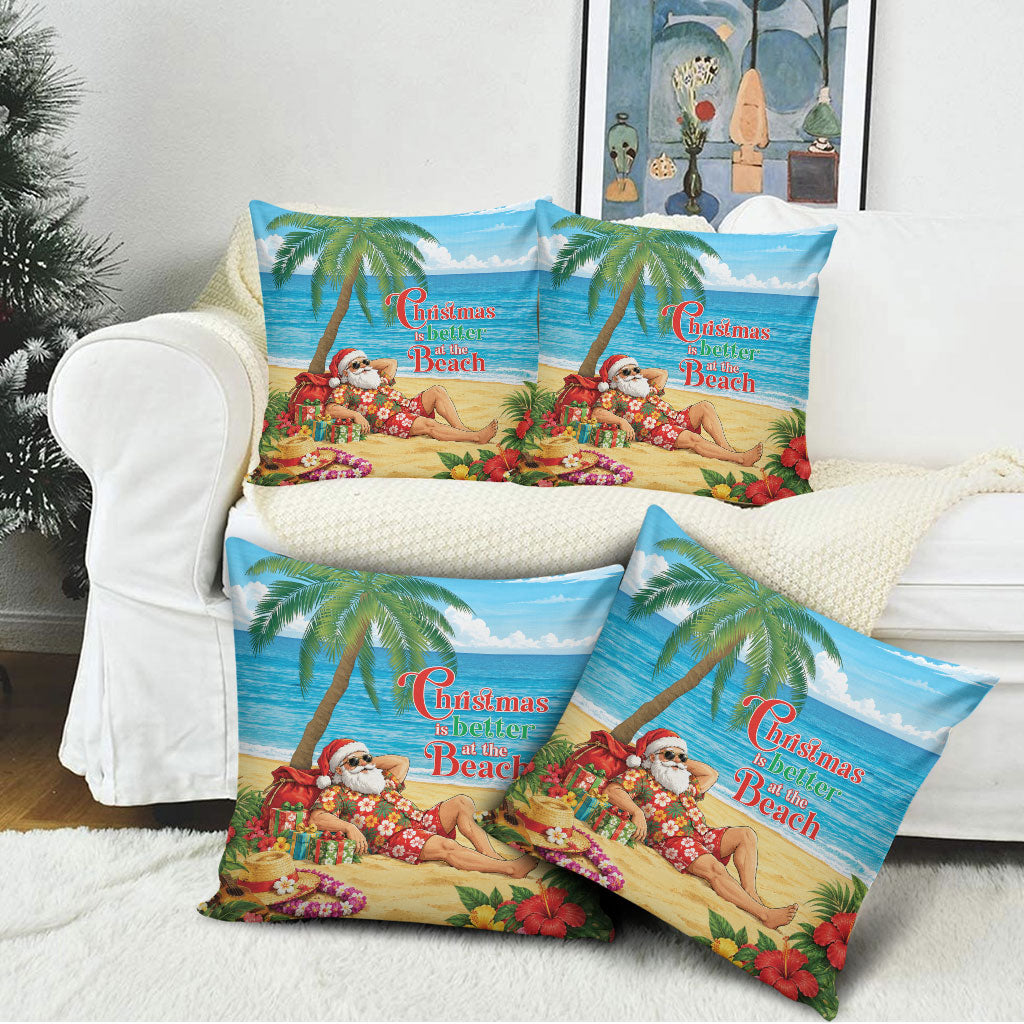 Hawaii Jolly Christmas Pillow Cover Xmas Is Better At The Beach LT05 - Polynesian Pride