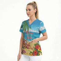 Hawaii Jolly Christmas Scrub Top Xmas Is Better At The Beach LT05 - Polynesian Pride