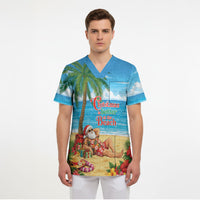 Hawaii Jolly Christmas Scrub Top Xmas Is Better At The Beach LT05 - Polynesian Pride
