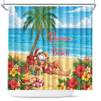 Hawaii Jolly Christmas Shower Curtain Xmas Is Better At The Beach LT05 Blue - Polynesian Pride