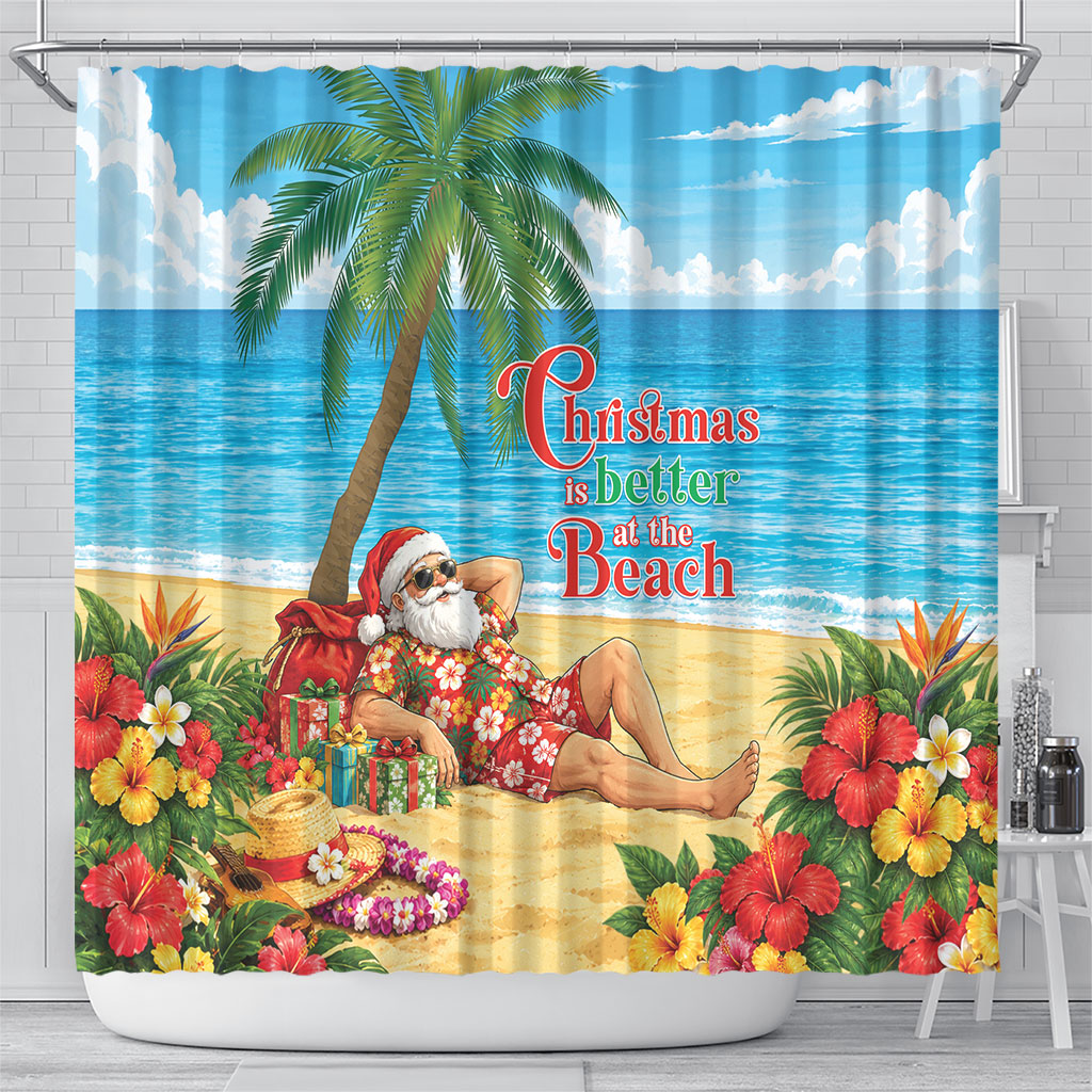 Hawaii Jolly Christmas Shower Curtain Xmas Is Better At The Beach LT05 - Polynesian Pride
