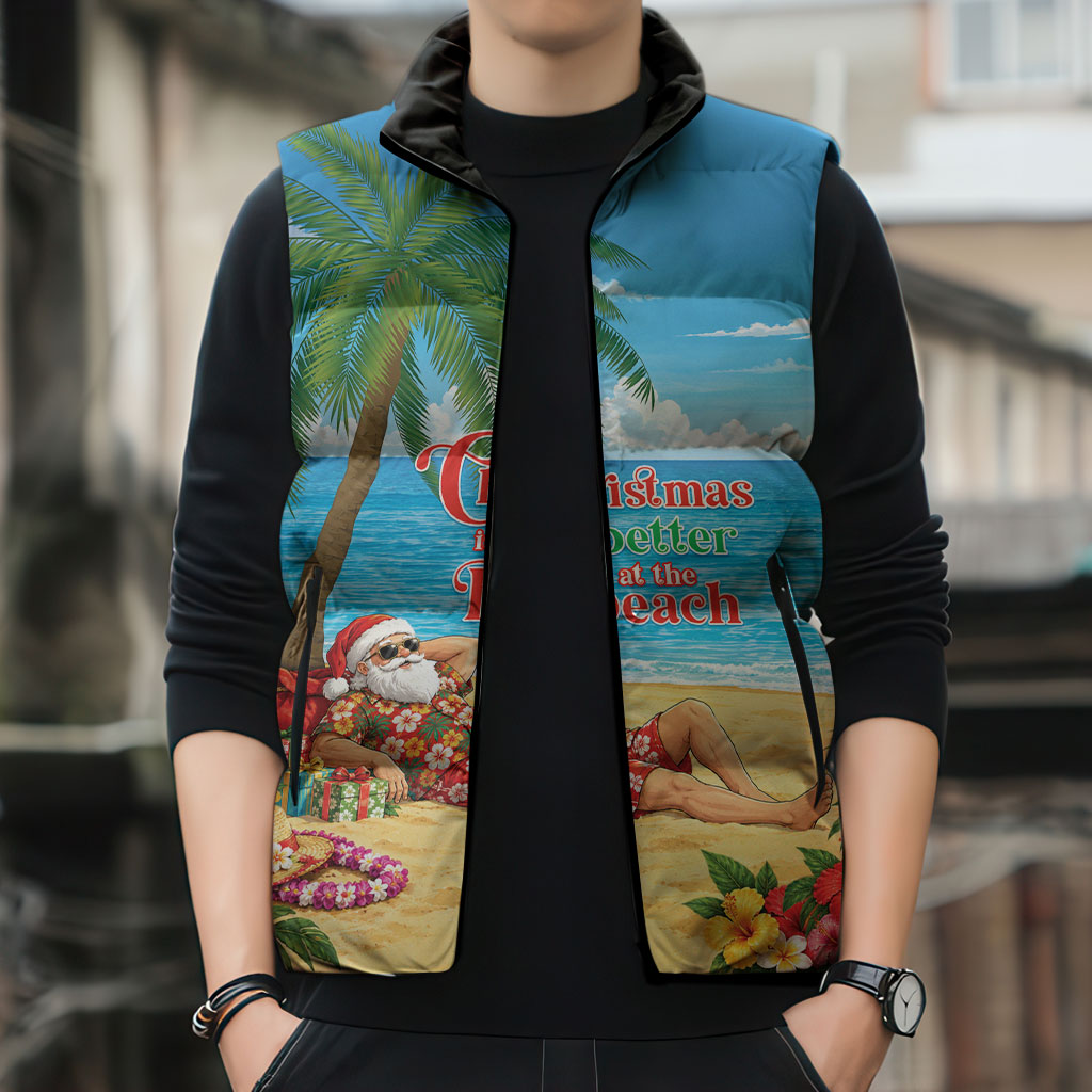 Hawaii Jolly Christmas Sleeveless Puffer Jacket Xmas Is Better At The Beach LT05 - Polynesian Pride