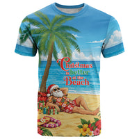 Hawaii Jolly Christmas T Shirt Xmas Is Better At The Beach LT05 Blue - Polynesian Pride