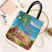 Hawaii Jolly Christmas Tote Bag Xmas Is Better At The Beach LT05 Black Strap One Size Blue - Polynesian Pride