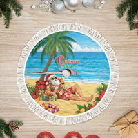 Hawaii Jolly Christmas Tree Skirt Xmas Is Better At The Beach LT05 Fringed Blue - Polynesian Pride