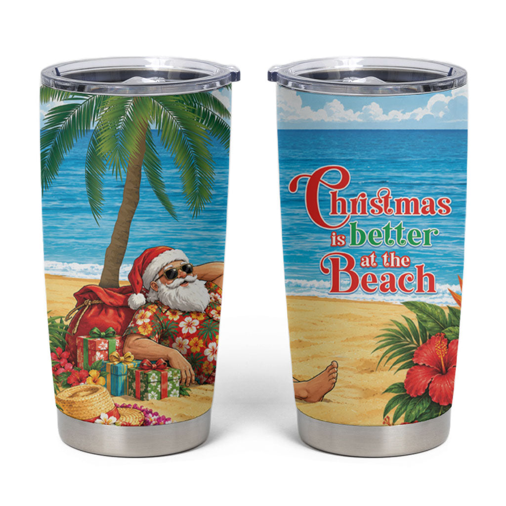 Hawaii Jolly Christmas Tumbler Cup Xmas Is Better At The Beach LT05 Blue - Polynesian Pride