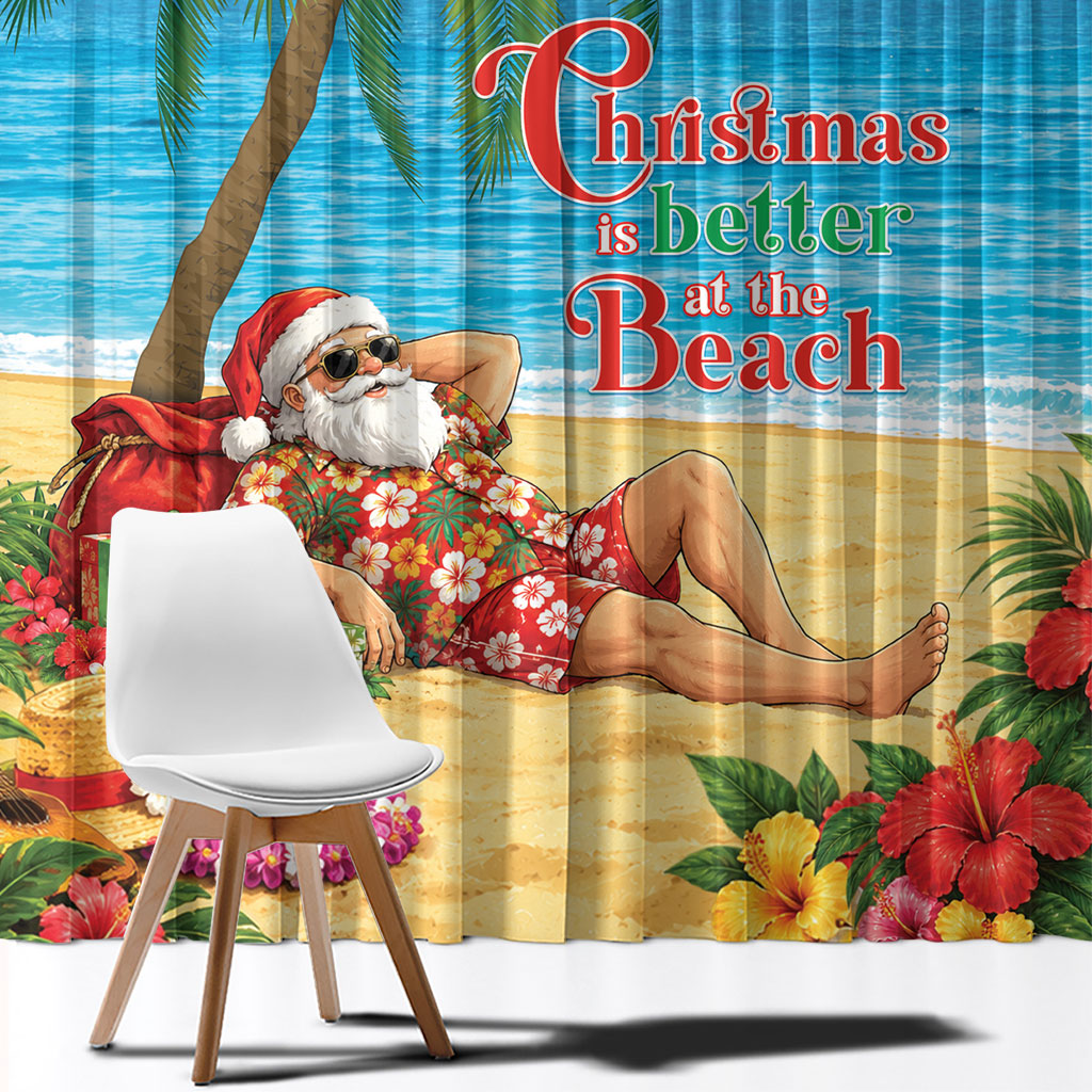 Hawaii Jolly Christmas Window Curtain Xmas Is Better At The Beach LT05 - Polynesian Pride
