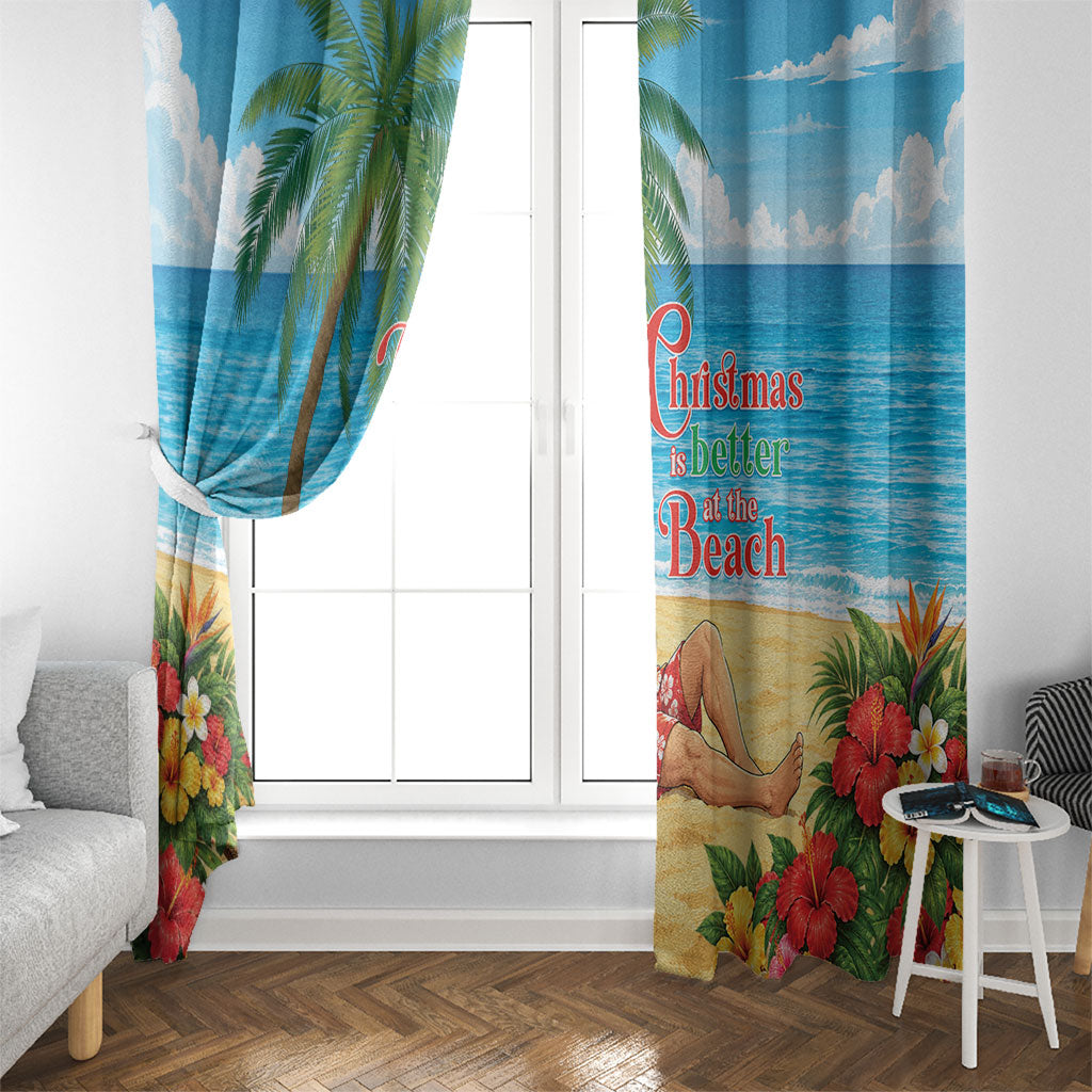 Hawaii Jolly Christmas Window Curtain Xmas Is Better At The Beach LT05 - Polynesian Pride