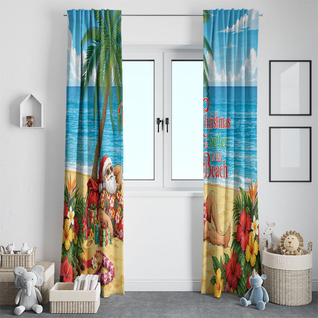 Hawaii Jolly Christmas Window Curtain Xmas Is Better At The Beach LT05 - Polynesian Pride