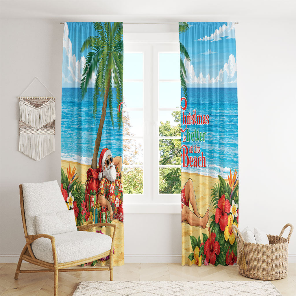 Hawaii Jolly Christmas Window Curtain Xmas Is Better At The Beach LT05 - Polynesian Pride