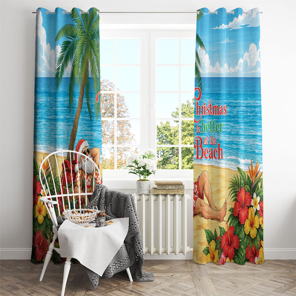 Hawaii Jolly Christmas Window Curtain Xmas Is Better At The Beach LT05 - Polynesian Pride