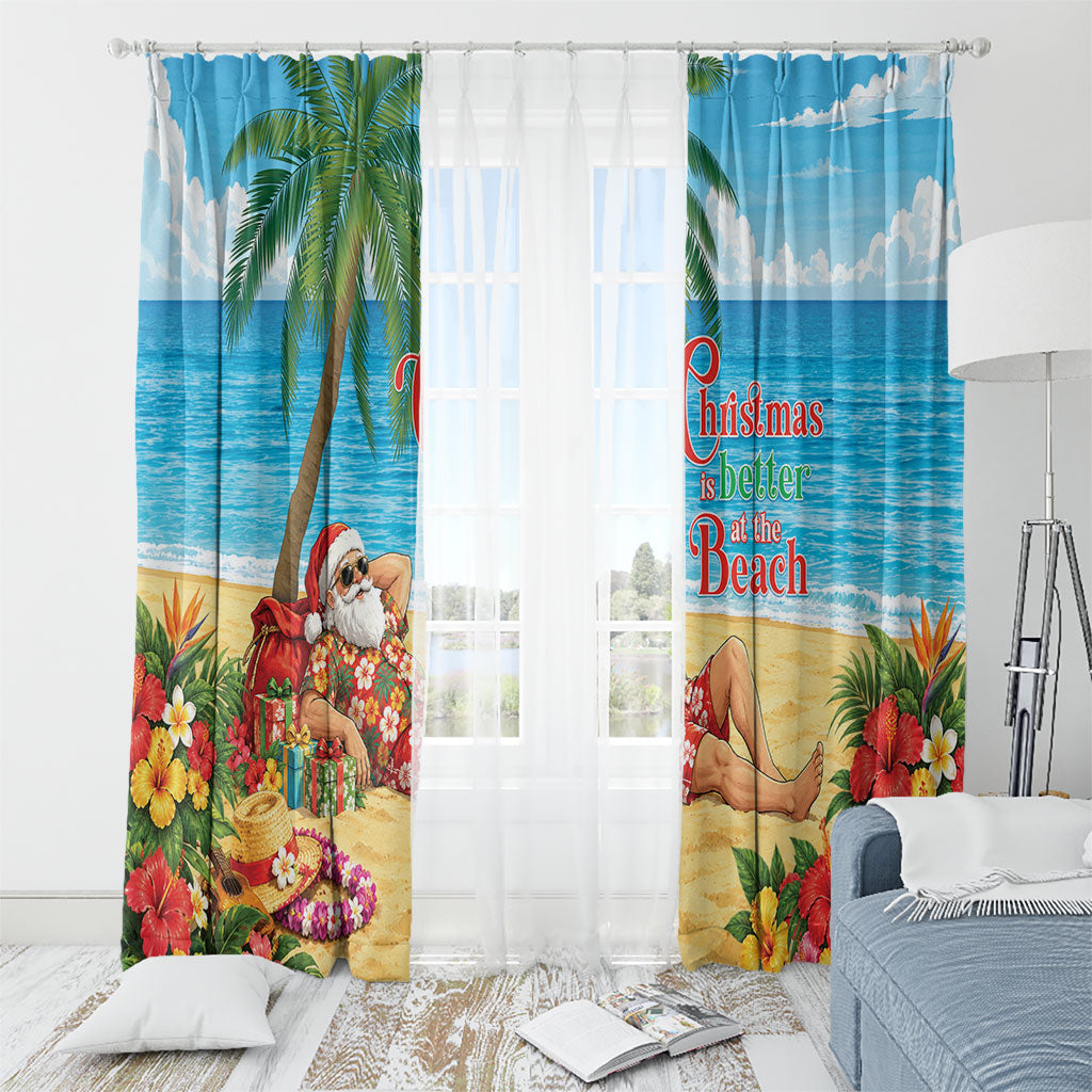 Hawaii Jolly Christmas Window Curtain Xmas Is Better At The Beach LT05 - Polynesian Pride