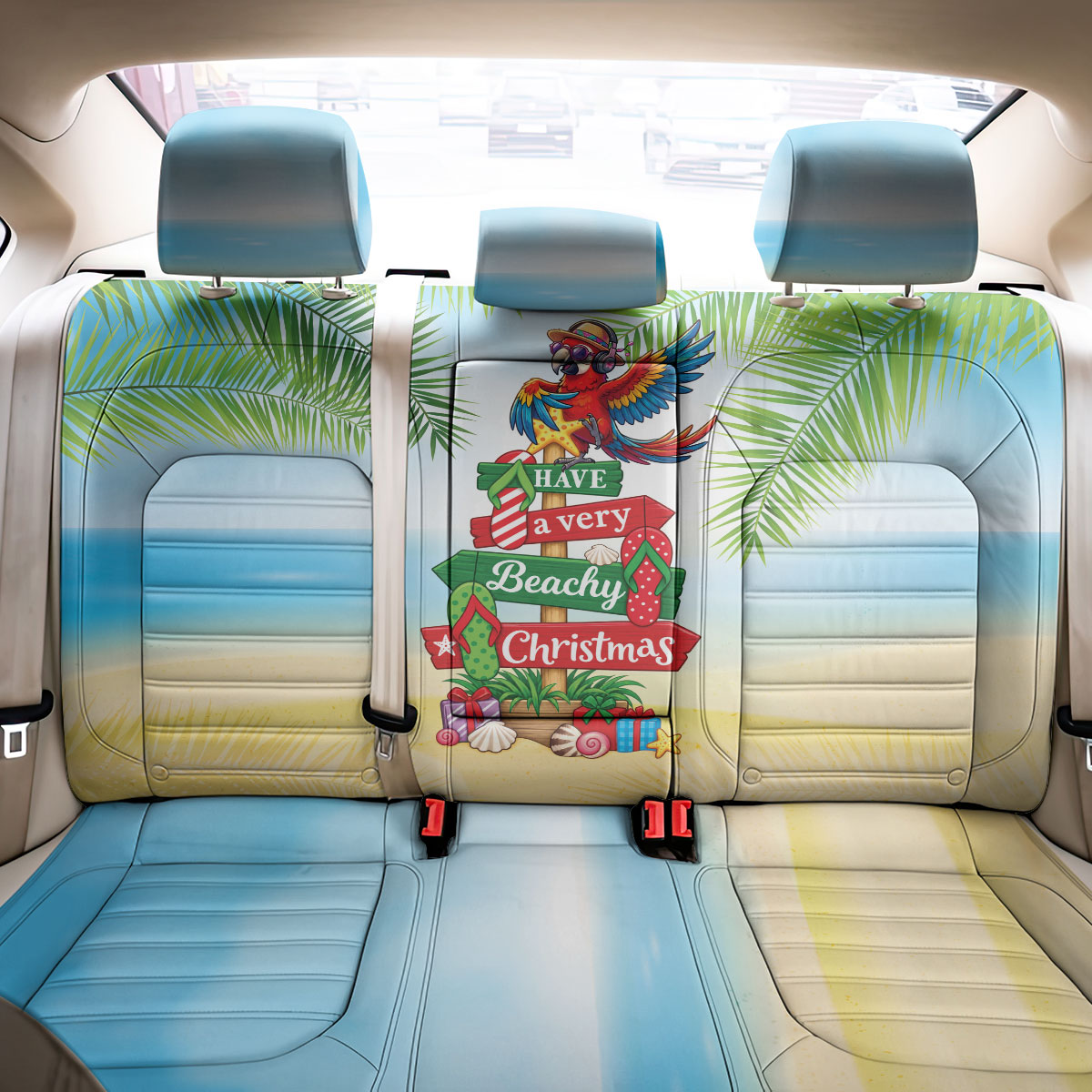 Hawaii Christmas Back Car Seat Cover Have A Very Beachy Christmas LT05 - Polynesian Pride