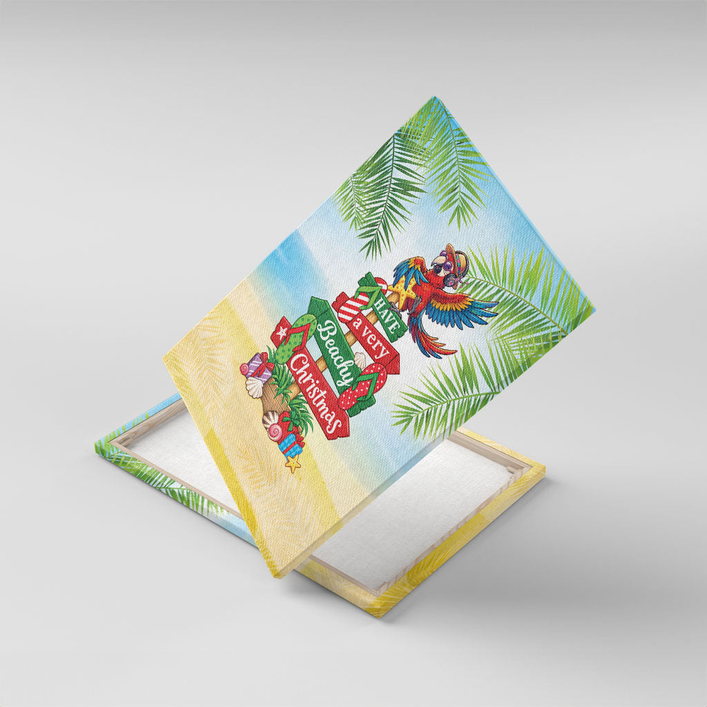 Hawaii Christmas Canvas Wall Art Have A Very Beachy Christmas LT05 With Frame Multicolor - Polynesian Pride