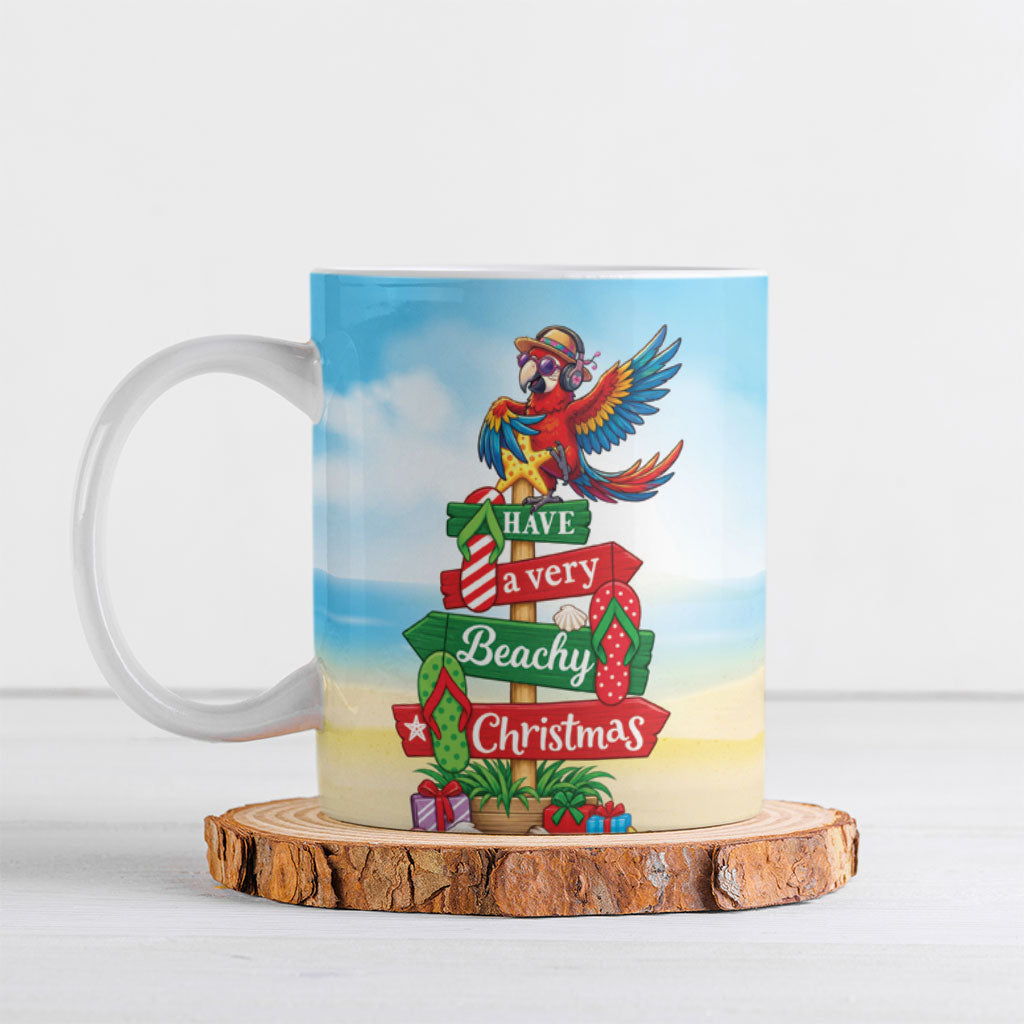 Hawaii Christmas Ceramic Mug Have A Very Beachy Christmas LT05 Multicolor - Polynesian Pride