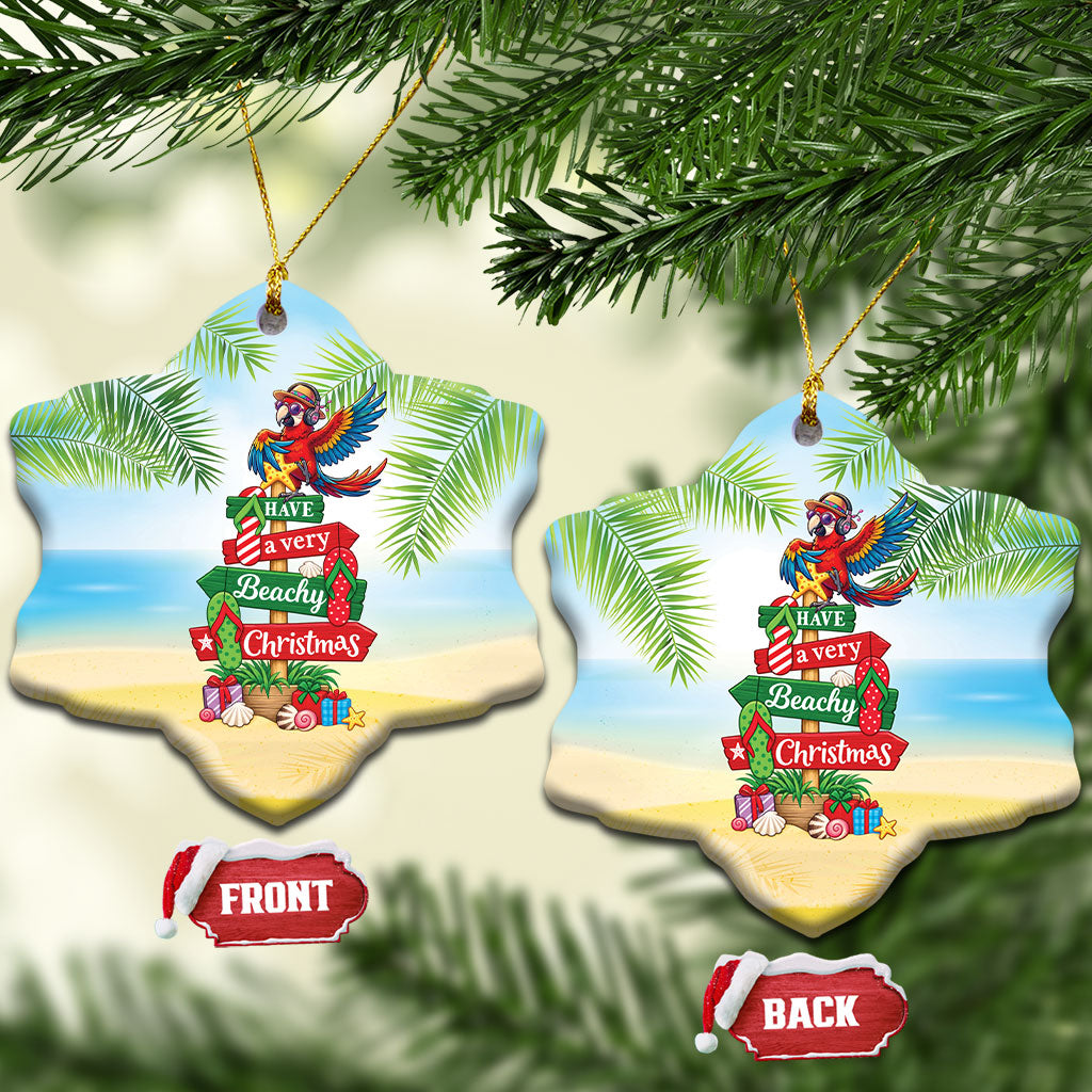 Hawaii Christmas Ceramic Ornament Have A Very Beachy Christmas LT05 Snow Flake Multicolor - Polynesian Pride